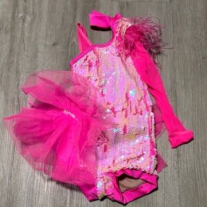 Sparkling Pink Sequin Kids Dance Costume